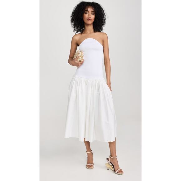 Alexis Kamali Dress stretch white midi aline bride bridal size large L - Picture 1 of 16